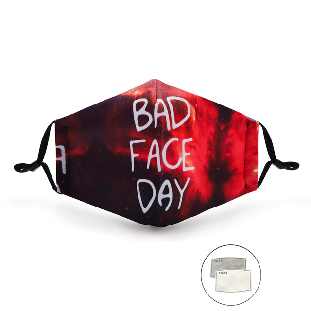 Masque imprimé rouge bad face day