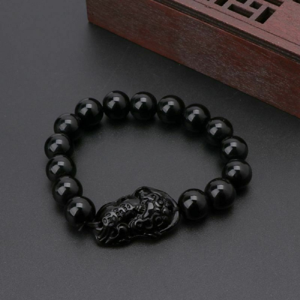 Bracelet de bravoure en obsidienne noire