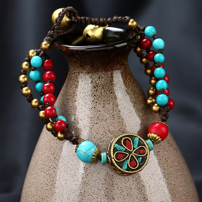Bracelet en perles turquoises du Népal