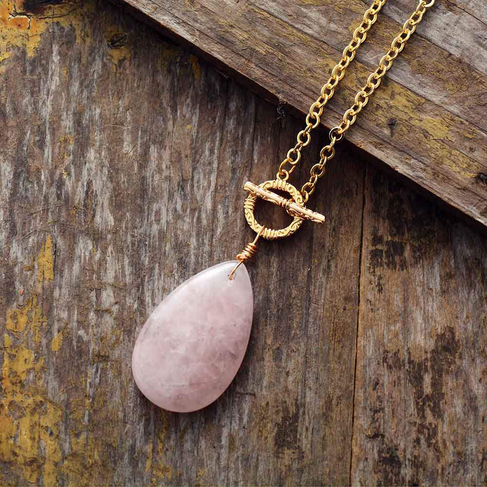 Collier pendentif quartz rose