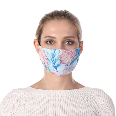 Masque imprimé lavable fleurs bleu