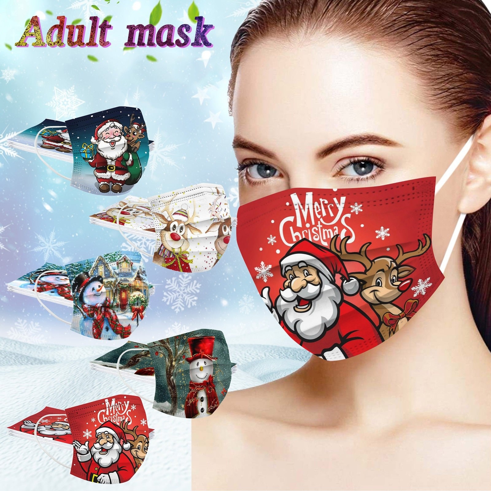 Masque Adulte Tissus Noël - Rouge