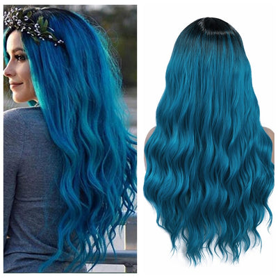 Perruque cheveux bleu