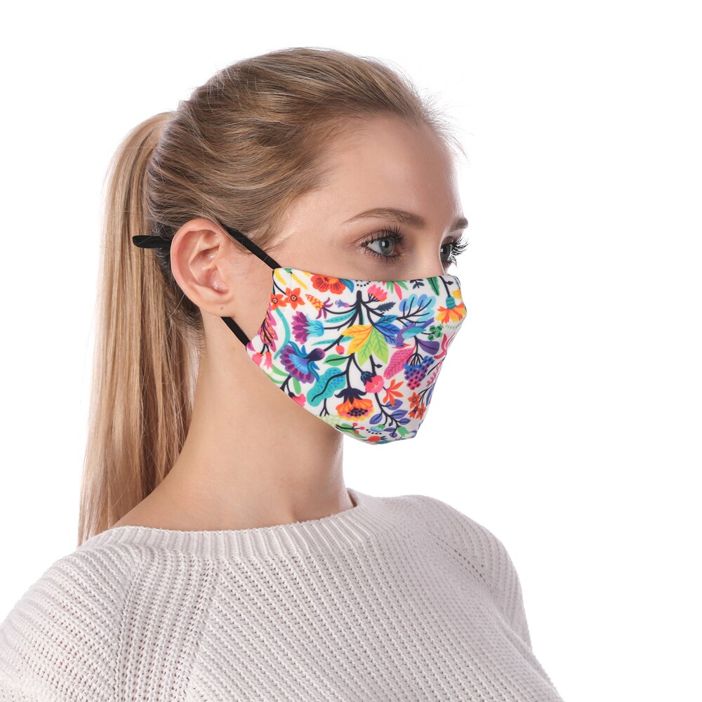 Masque imprimé réutilisable femme fleurs