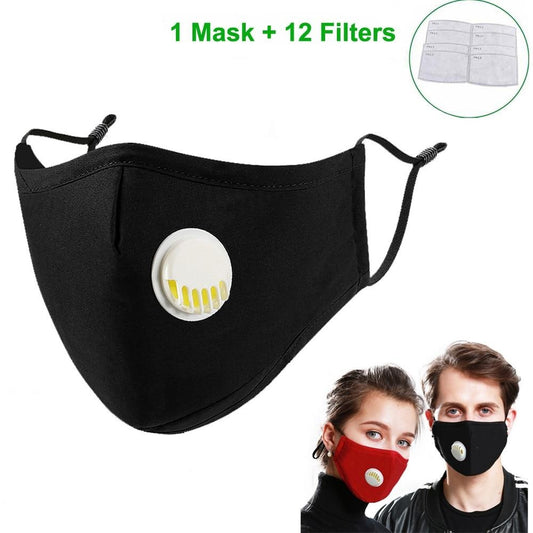 Masque anti virus lavable + 12 filtres PM 2.5