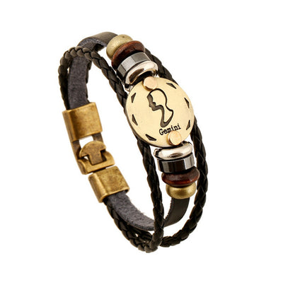 Bracelet signe astrologique en cuir