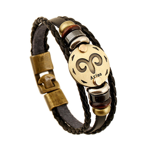 Bracelet signe astrologique en cuir