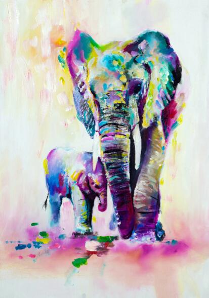 Peinture éléphant couleur