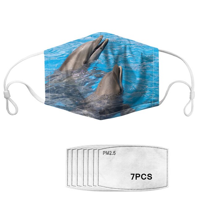 Masque imprimé tissu dauphins